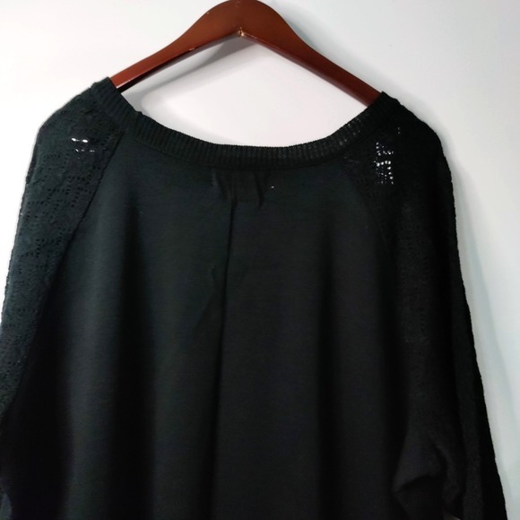 Lane Bryant Knit Black Lace Sleeve Black Women 22/24 Pullover Ethereal Lagum NWT - Picture 5 of 10